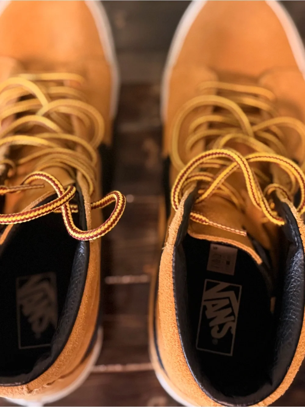 Vans High-Top Suede Sneakers in Wheat with Black Stripe